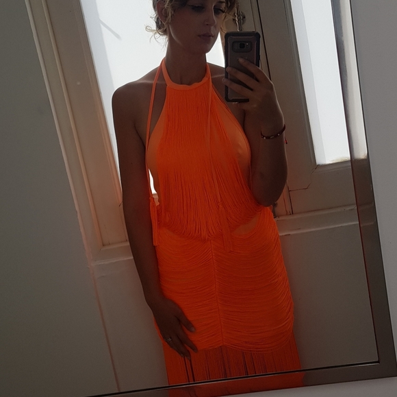 ASOS orange fringe dress - Picture 2 of 3